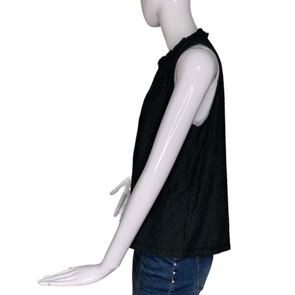 J Crew NWT Blouse Sleeveless Ruffle Neckline Black Size M - Picture 4 of 11